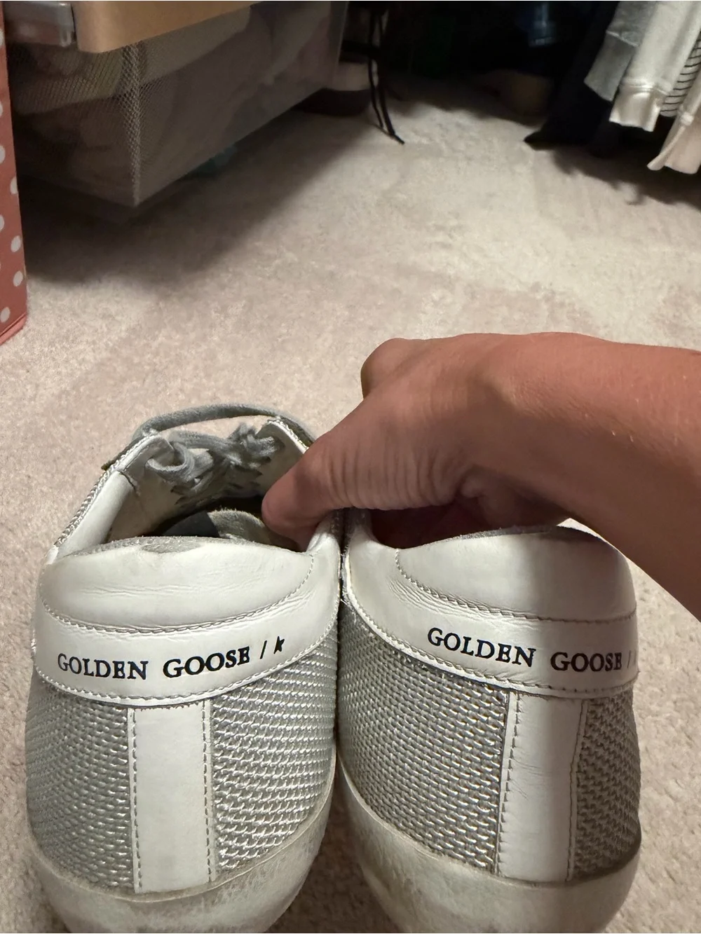 Men’s Golden Goose Style Star Sneakers in Olive Green and White